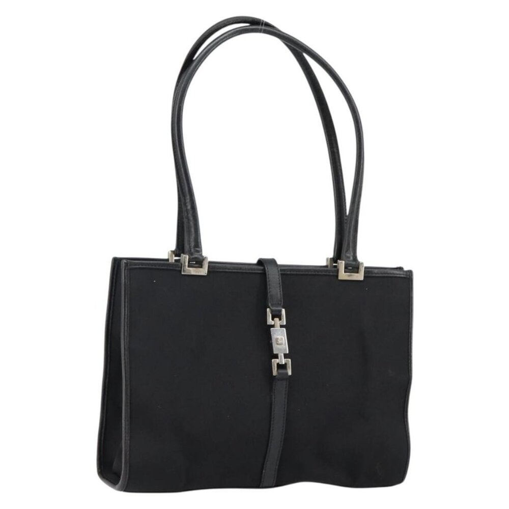 Authentic GUCCI Jackie Shoulder Bag Nylon Black Silver 002 1073 3444